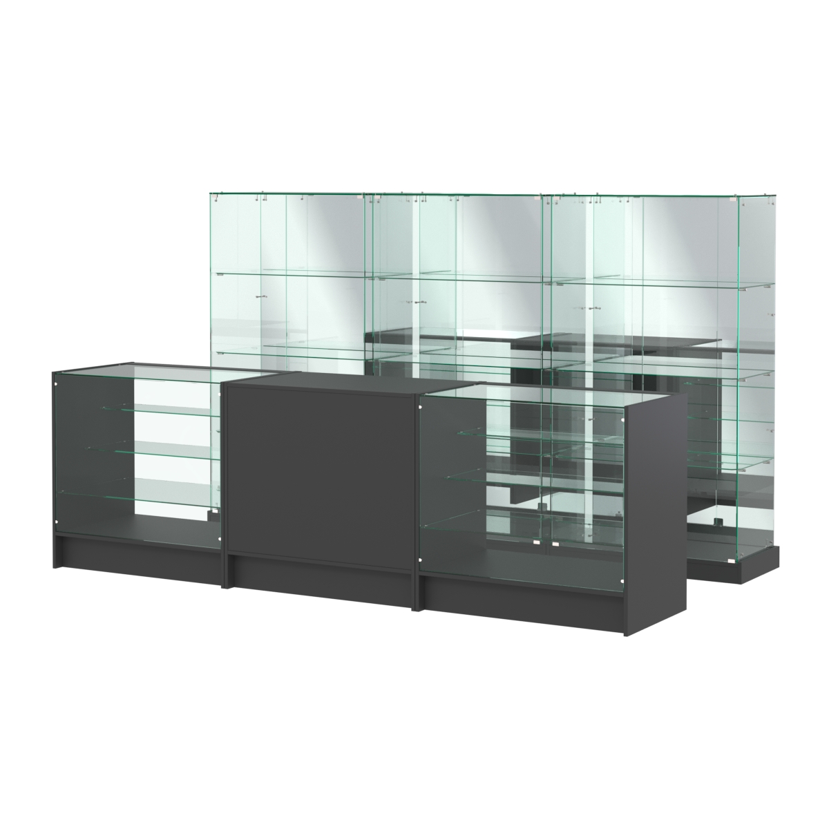 Комплект низких витрин ХП-07 и прилавков ЭК-4 Черный