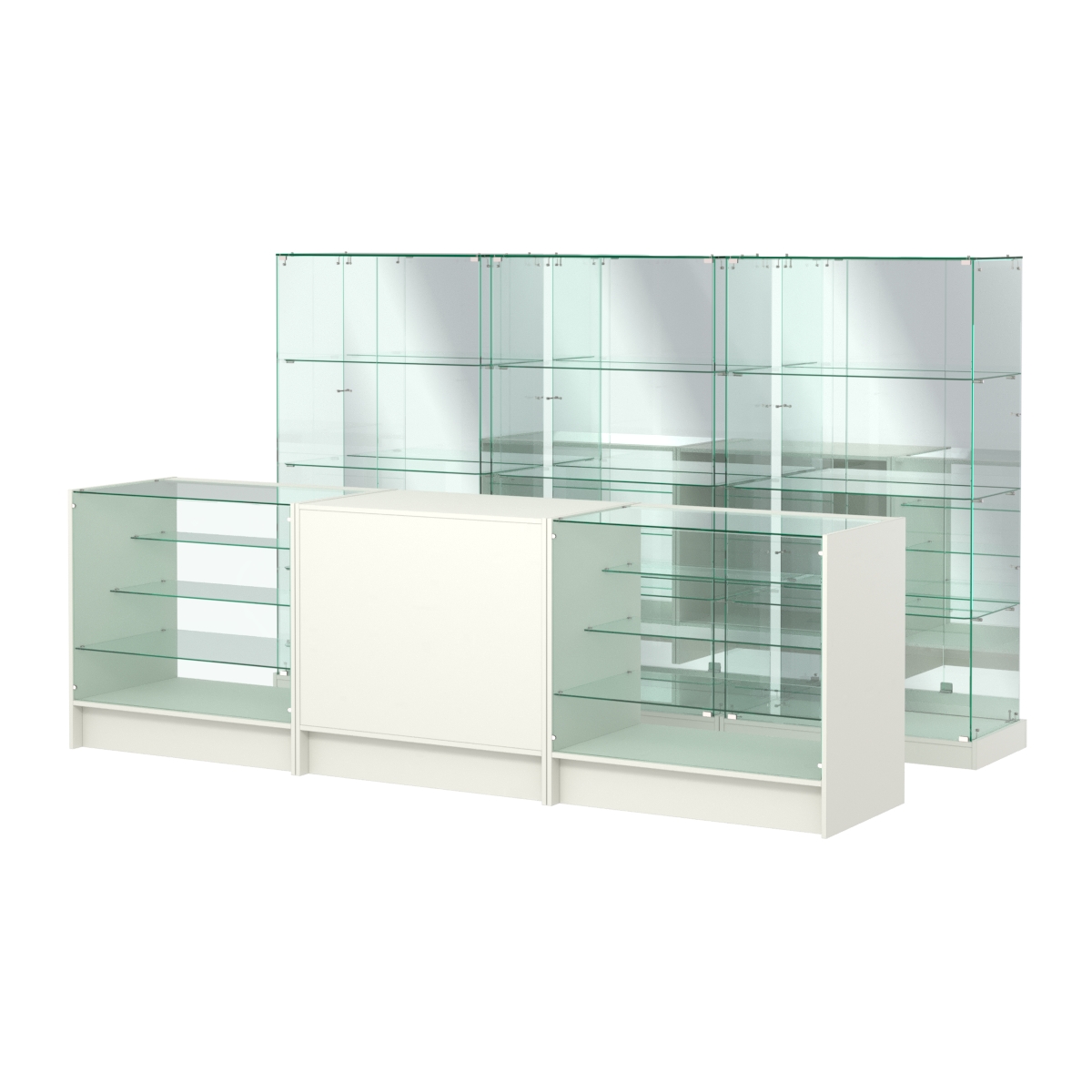 Комплект низких витрин ХП-07 и прилавков ЭК-4 Белый