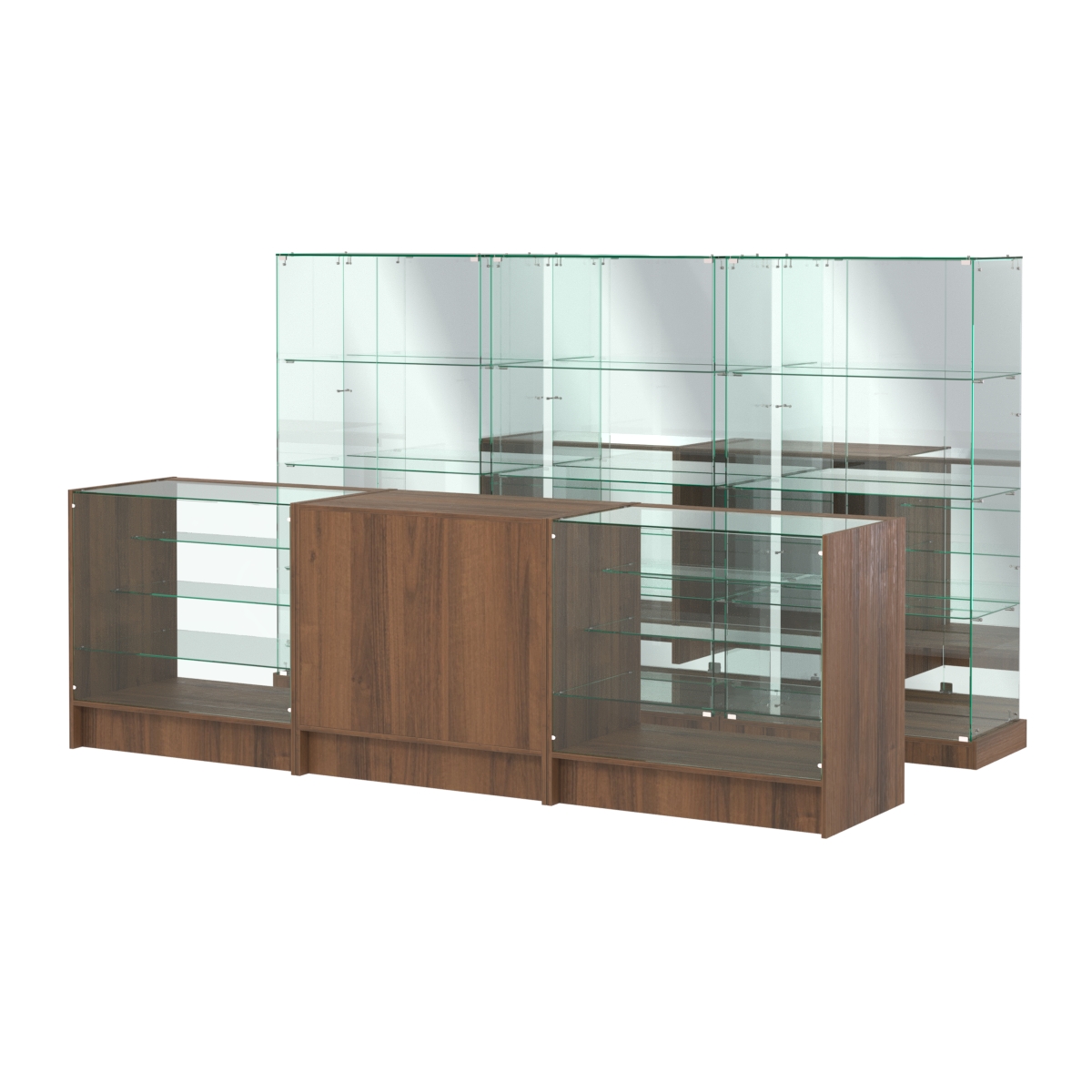 Комплект низких витрин ХП-07 и прилавков ЭК-4 Орех