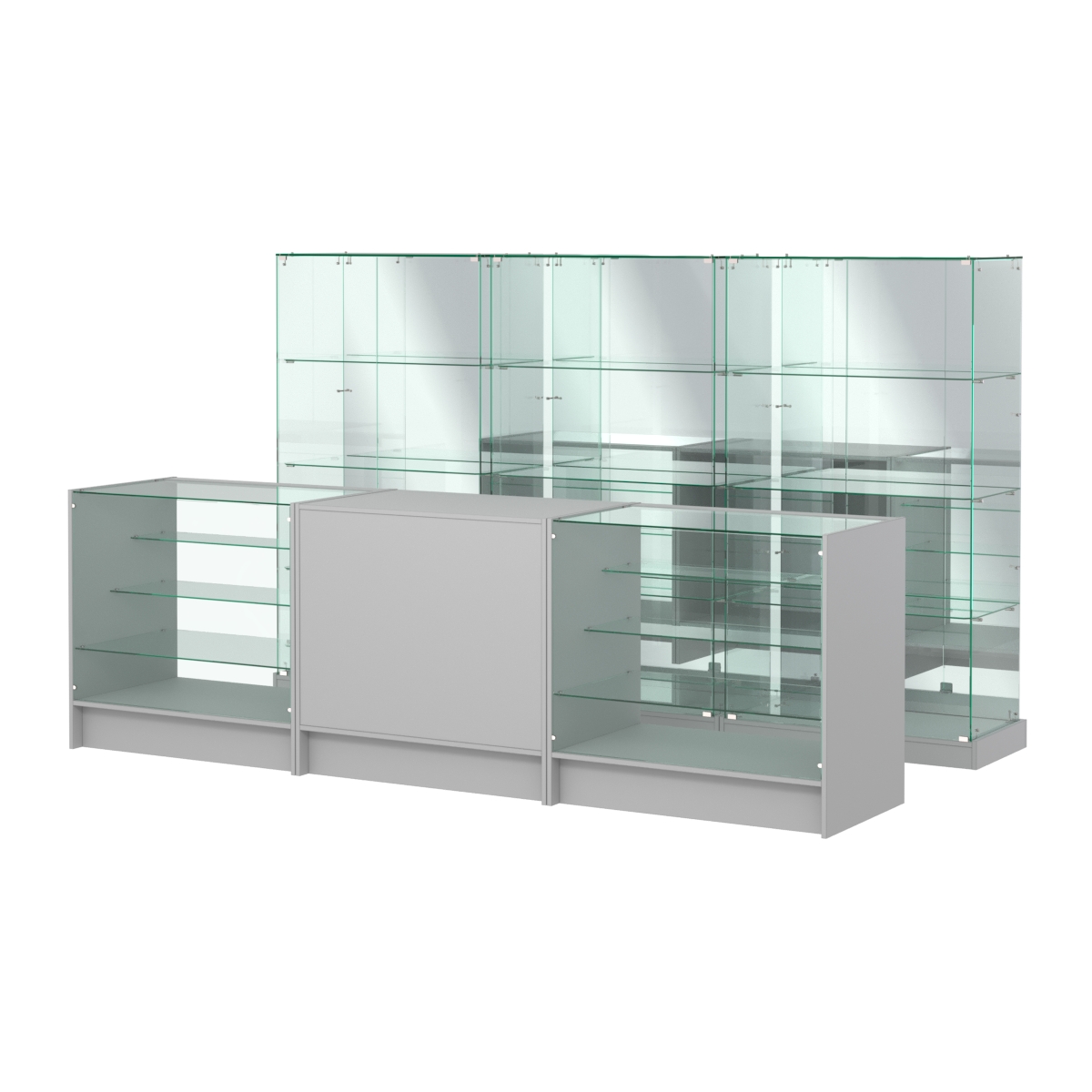 Комплект низких витрин ХП-07 и прилавков ЭК-4 Серый