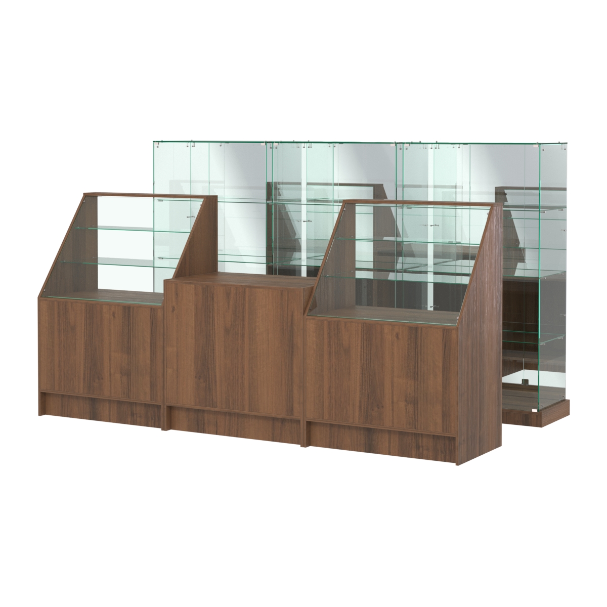 Комплект низких витрин ХП-07 и прилавков ЭК-7 Орех