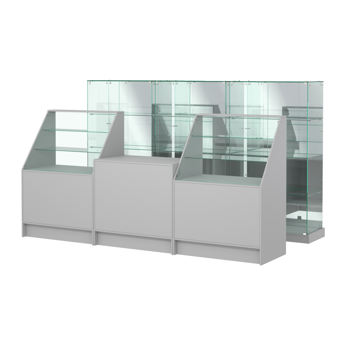 Комплект низких витрин ХП-07 и прилавков ЭК-7 Серый