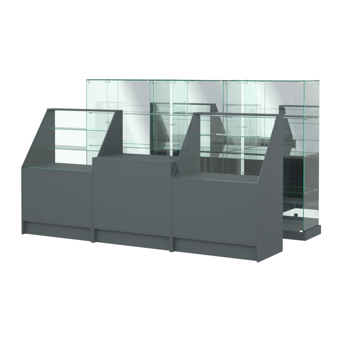 Комплект низких витрин ХП-07 и прилавков ЭК-7 Темно-Серый