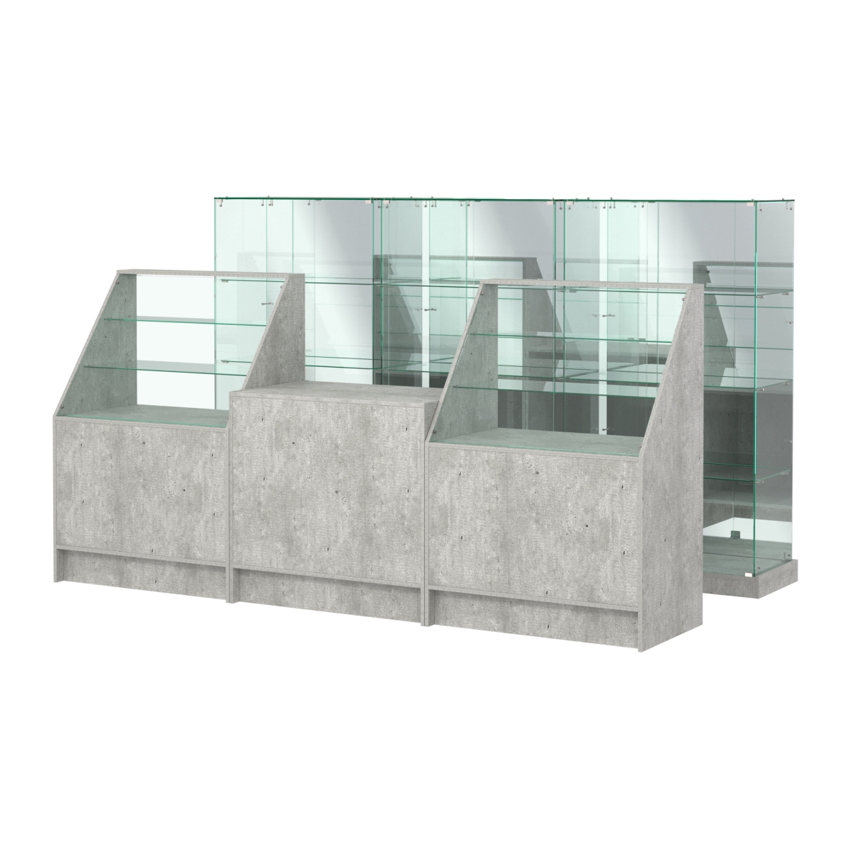 Комплект низких витрин ХП-07 и прилавков ЭК-7 Метрополитан Грей