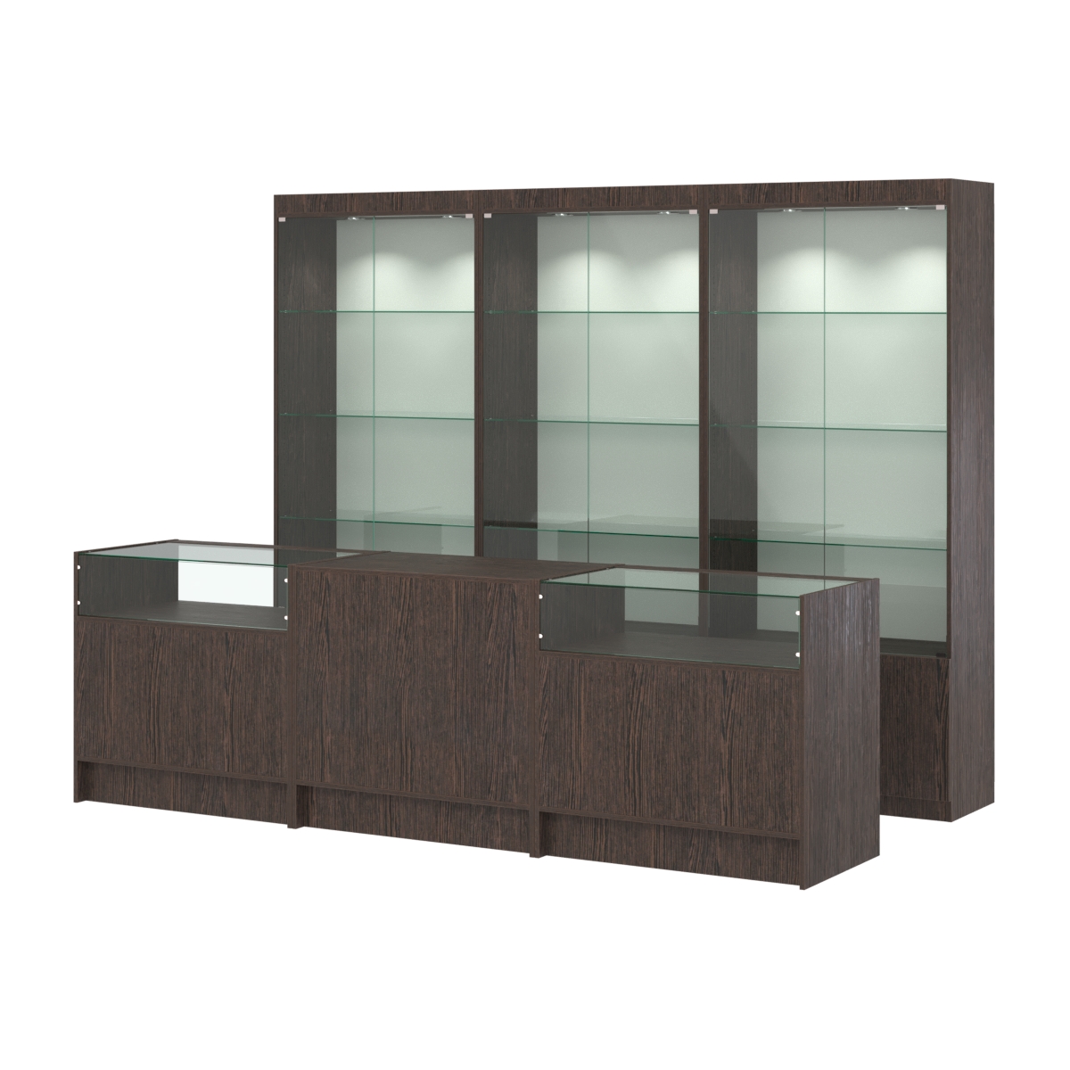 Комплект витрин ЭК-01 и прилавков ЭК-2 Дуб Венге