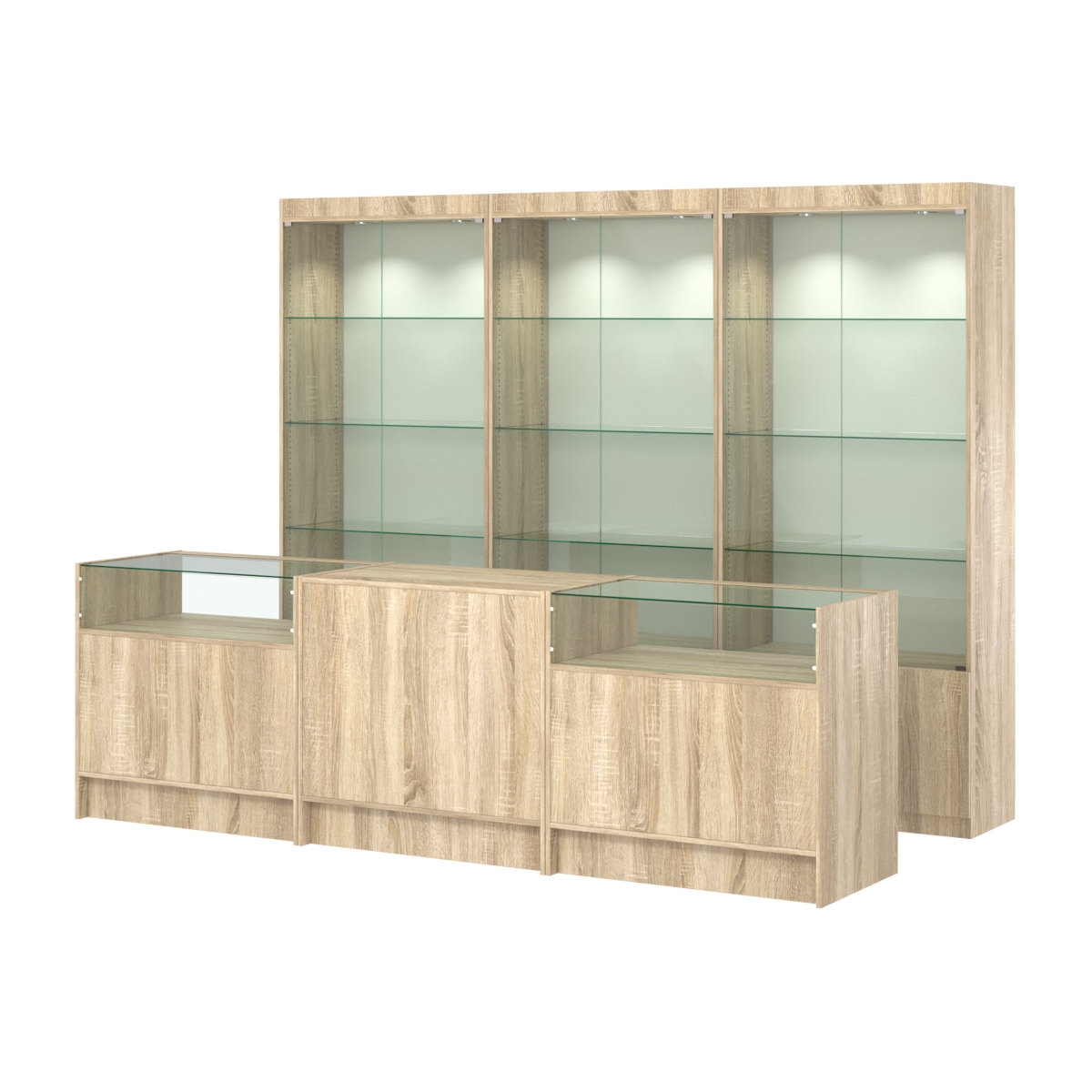 Комплект витрин ЭК-01 и прилавков ЭК-2 Дуб сонома