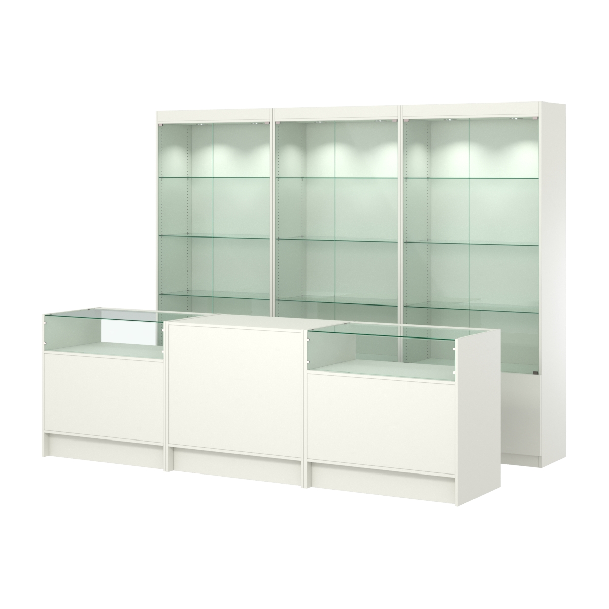 Комплект витрин ЭК-01 и прилавков ЭК-2 Белый