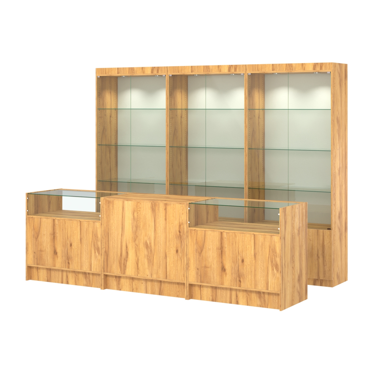 Комплект витрин ЭК-01 и прилавков ЭК-2 Дуб Золотистый