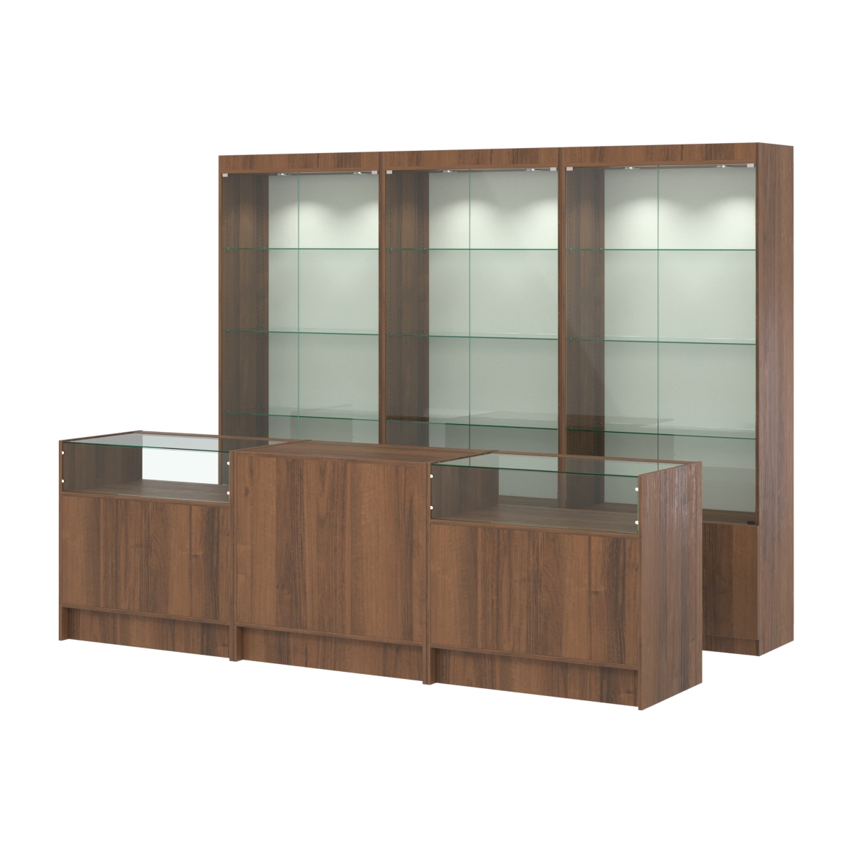 Комплект витрин ЭК-01 и прилавков ЭК-2 Орех