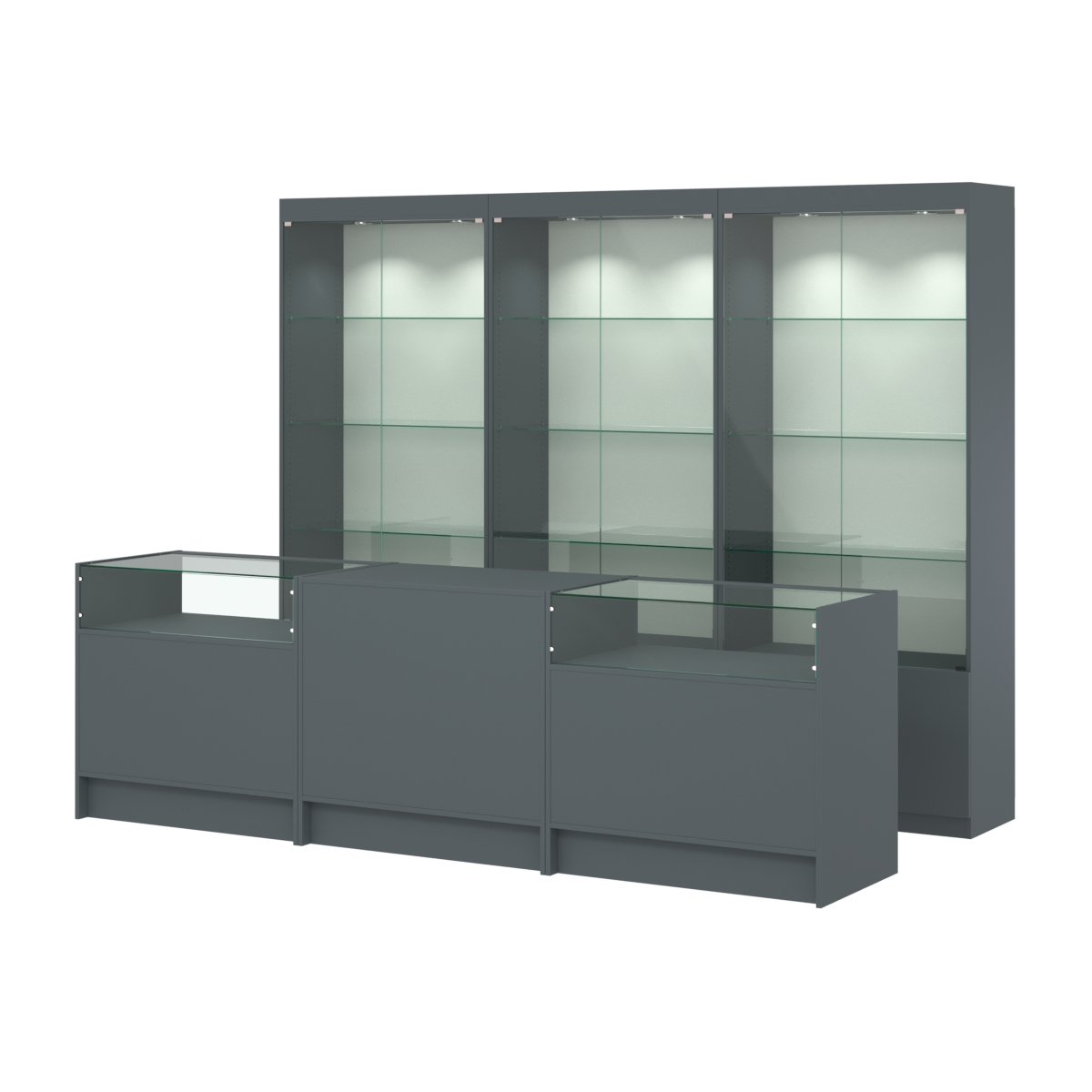 Комплект витрин ЭК-01 и прилавков ЭК-2 Темно-Серый