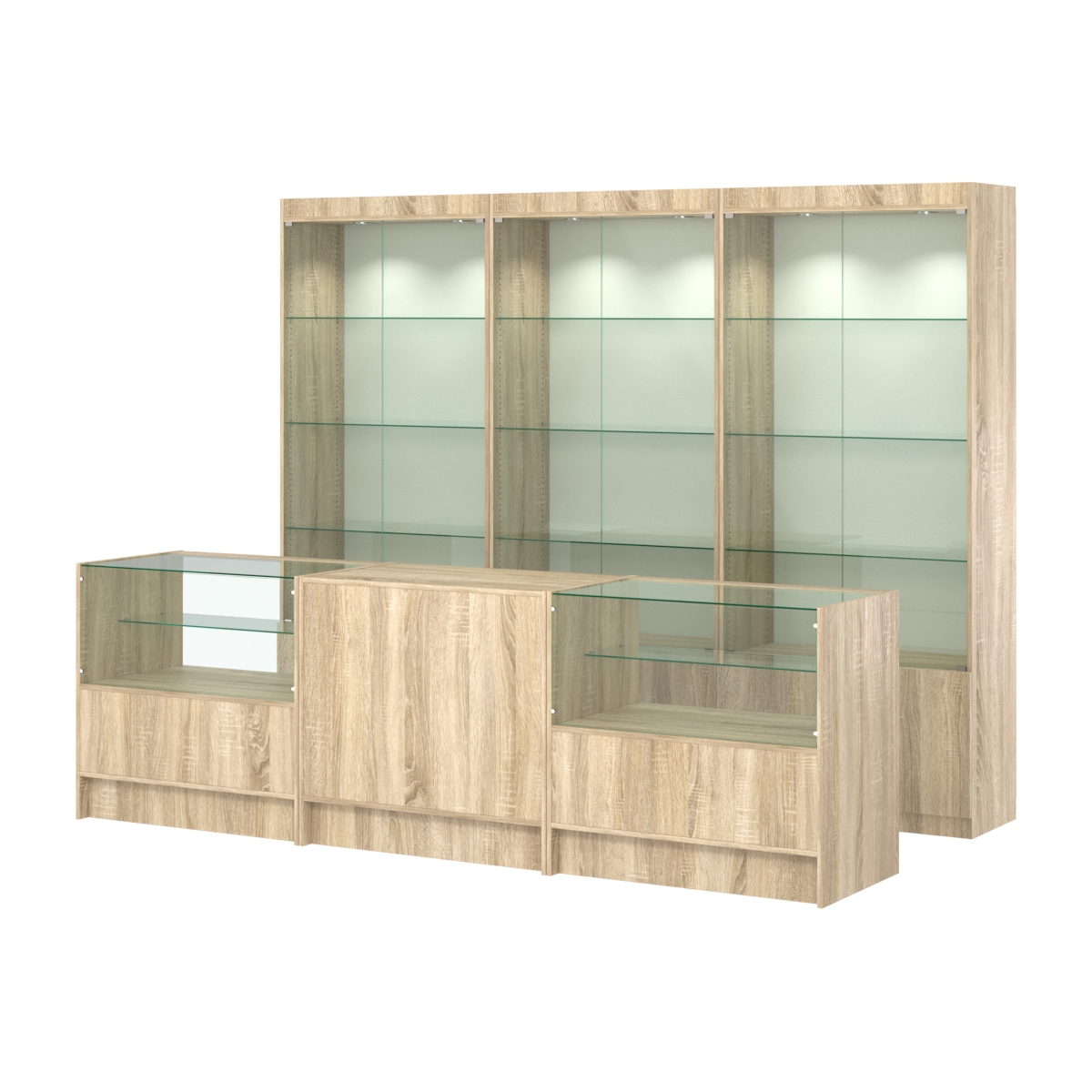 Комплект витрин ЭК-01 и прилавков ЭК-3 Дуб сонома