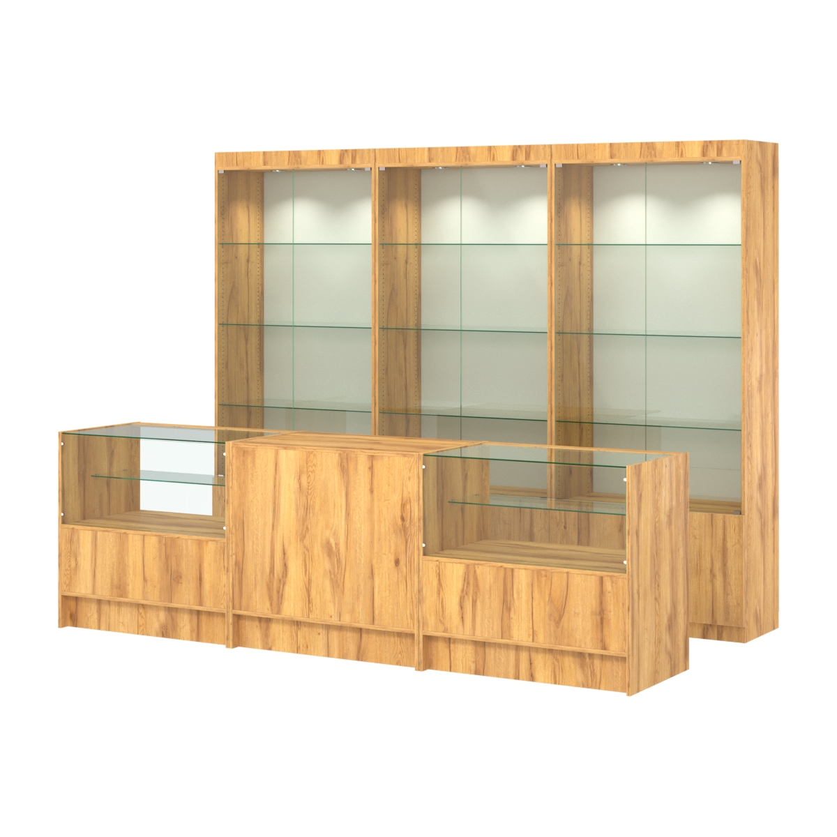 Комплект витрин ЭК-01 и прилавков ЭК-3 Дуб Золотистый