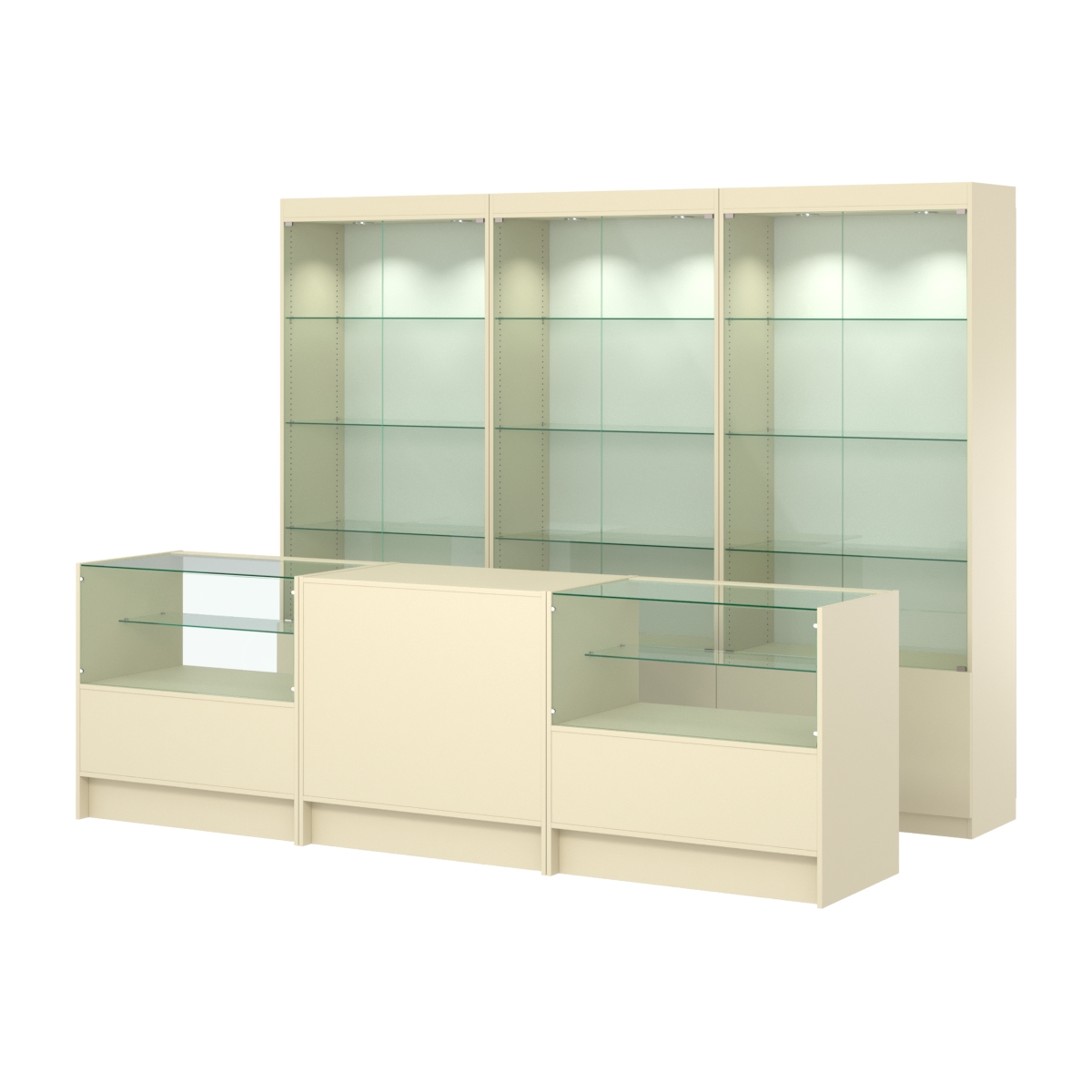 Комплект витрин ЭК-01 и прилавков ЭК-3 Крем Вайс