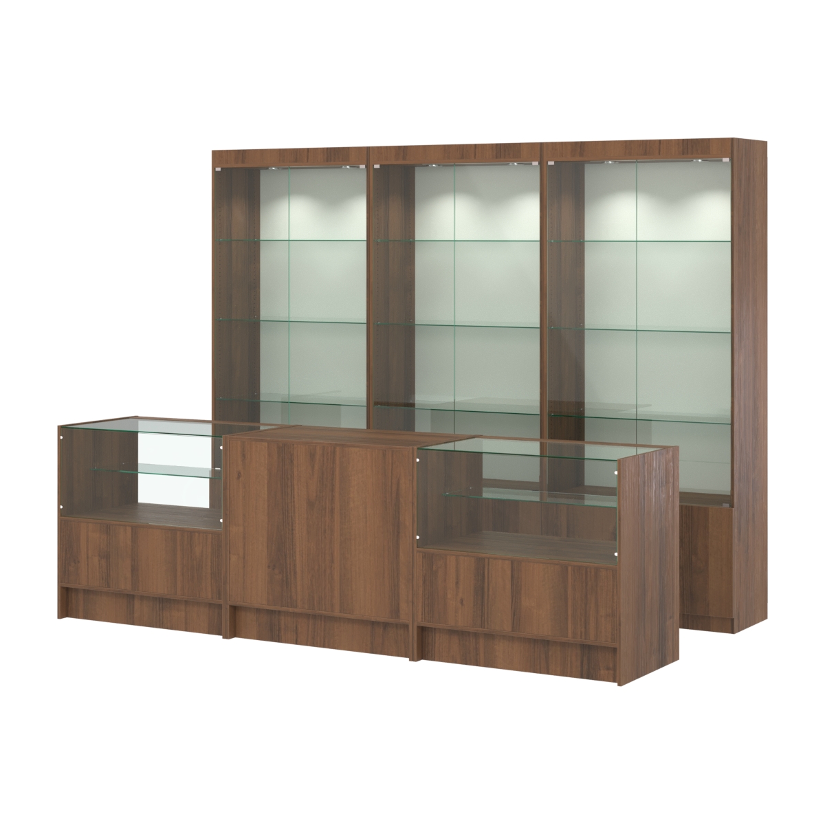 Комплект витрин ЭК-01 и прилавков ЭК-3 Орех