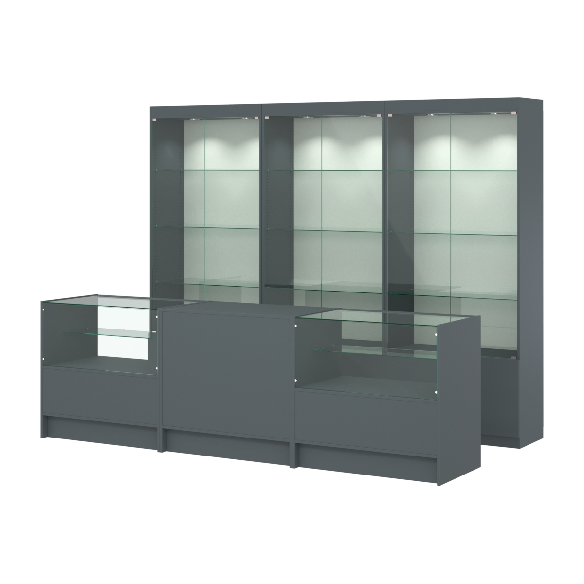 Комплект витрин ЭК-01 и прилавков ЭК-3 Темно-Серый