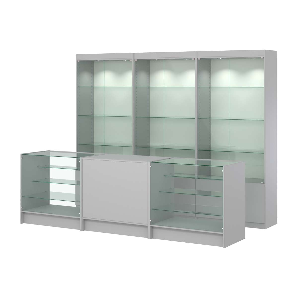 Комплект витрин ЭК-01 и прилавков ЭК-4 Серый