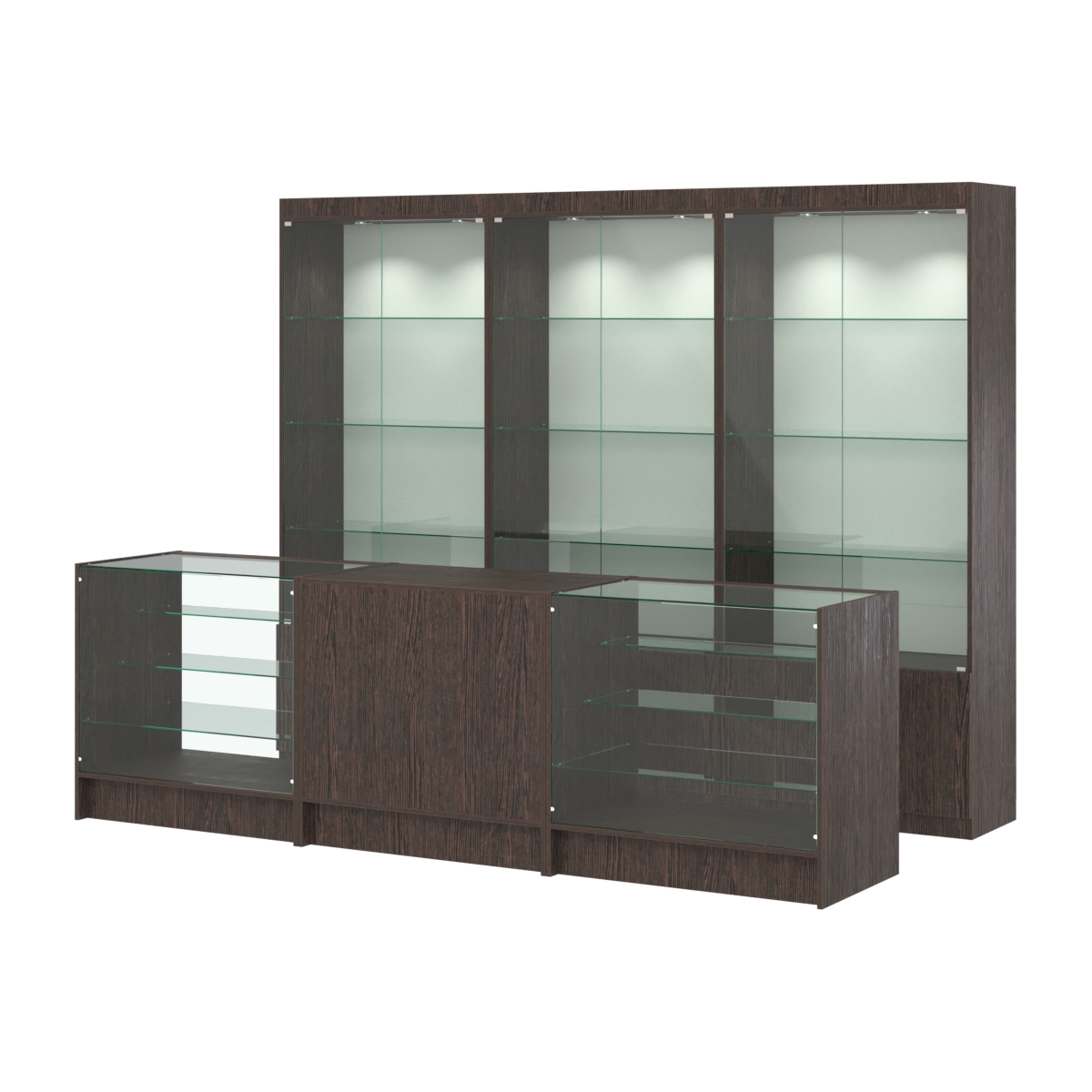Комплект витрин ЭК-01 и прилавков ЭК-4 Дуб Венге