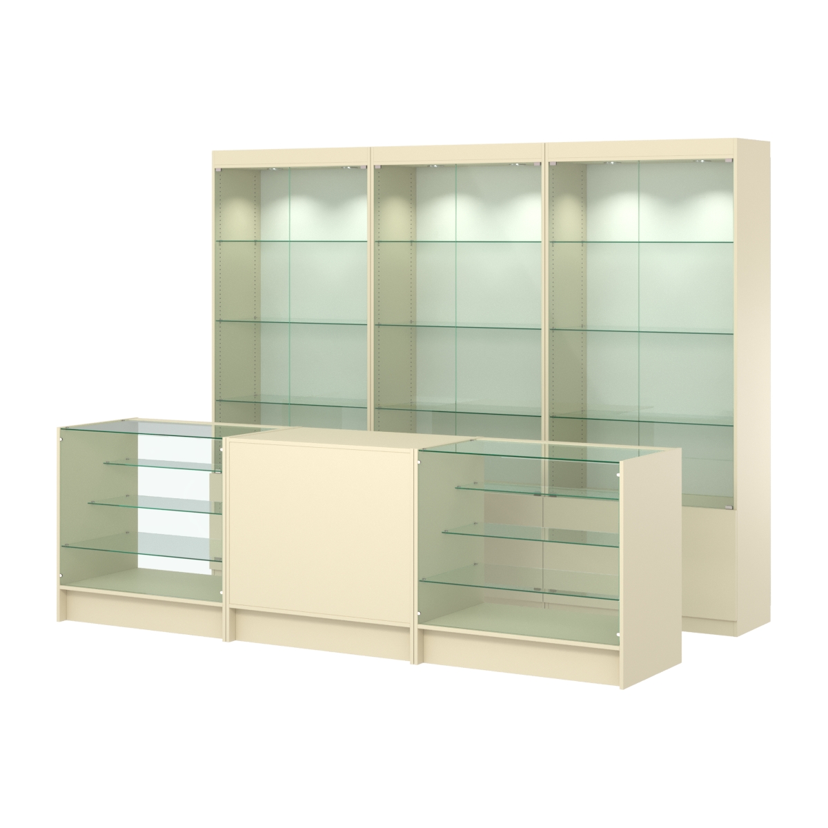 Комплект витрин ЭК-01 и прилавков ЭК-4 Крем Вайс