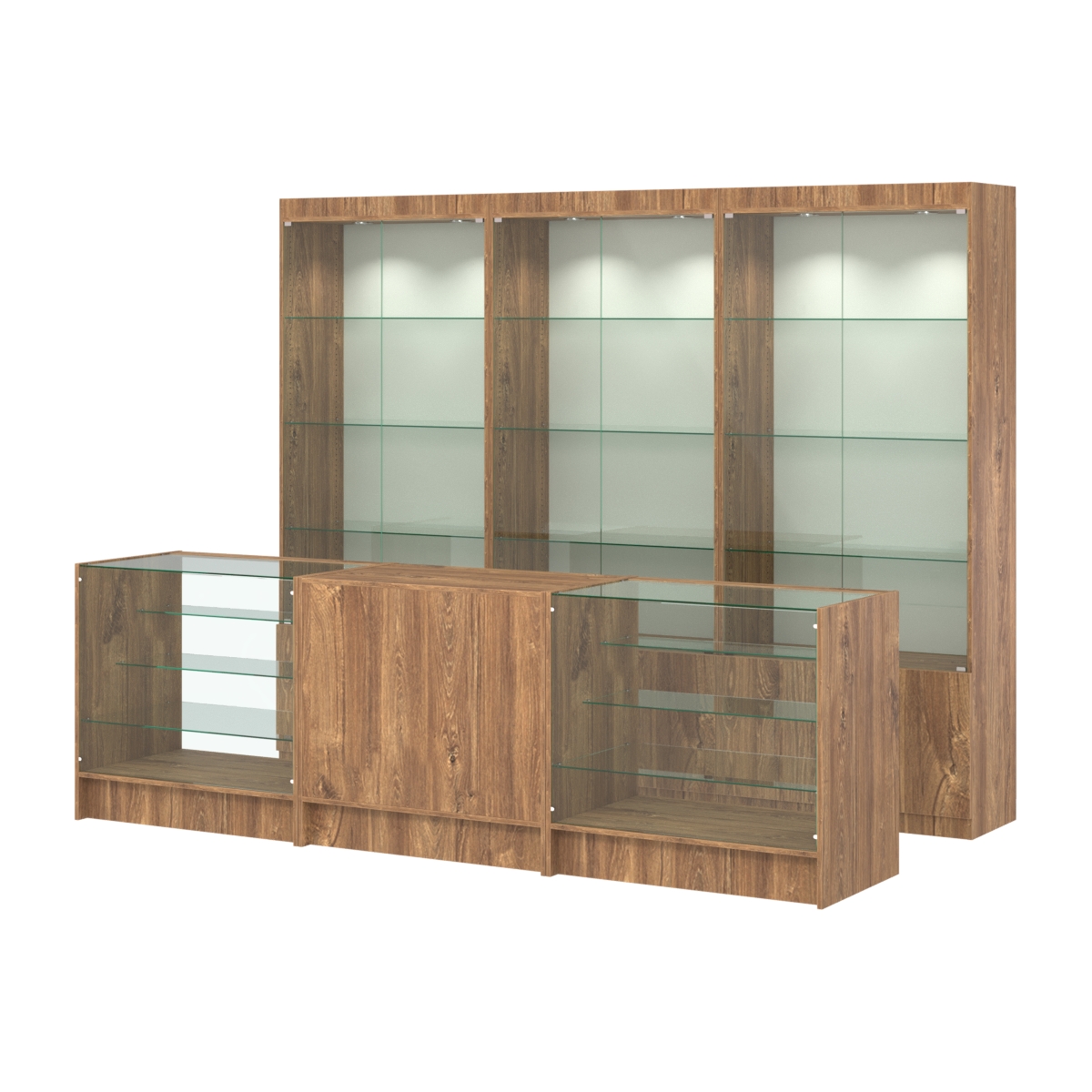 Комплект витрин ЭК-01 и прилавков ЭК-4 Дуб Канзас коричневый