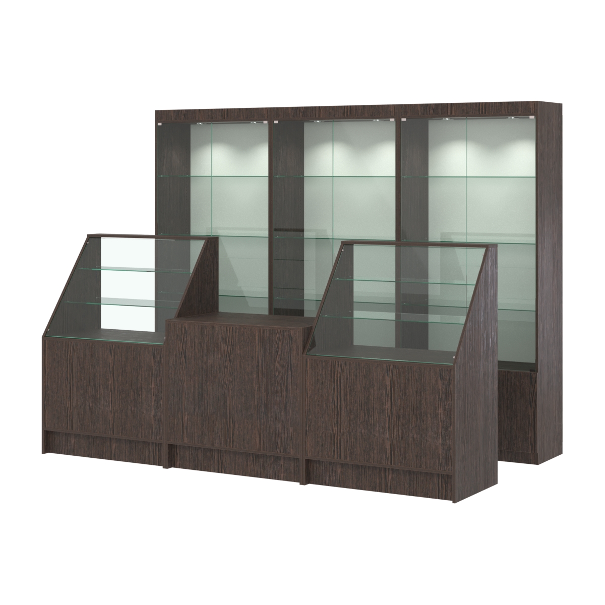 Комплект витрин ЭК-01 и прилавков ЭК-7 Дуб Венге