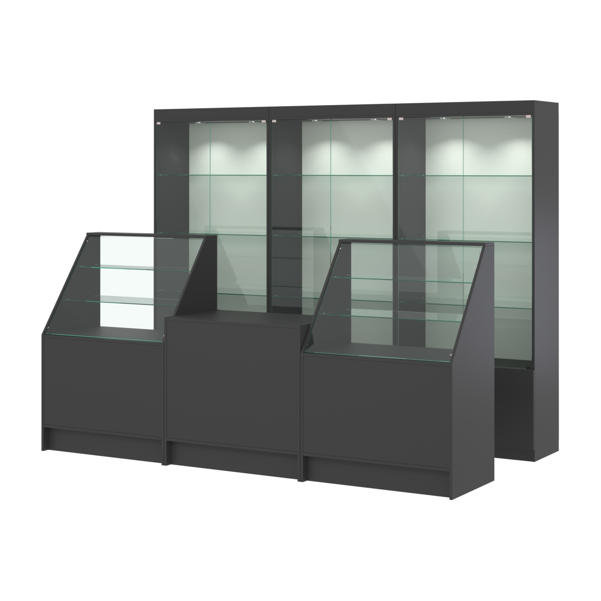 Комплект витрин ЭК-01 и прилавков ЭК-7 Черный