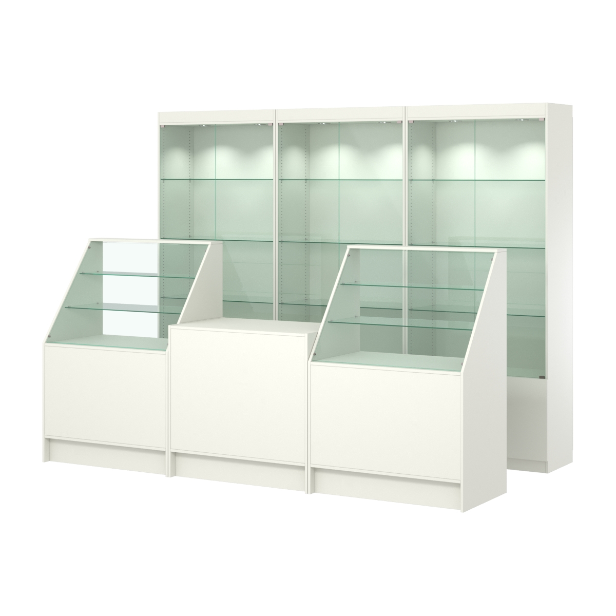 Комплект витрин ЭК-01 и прилавков ЭК-7 Белый