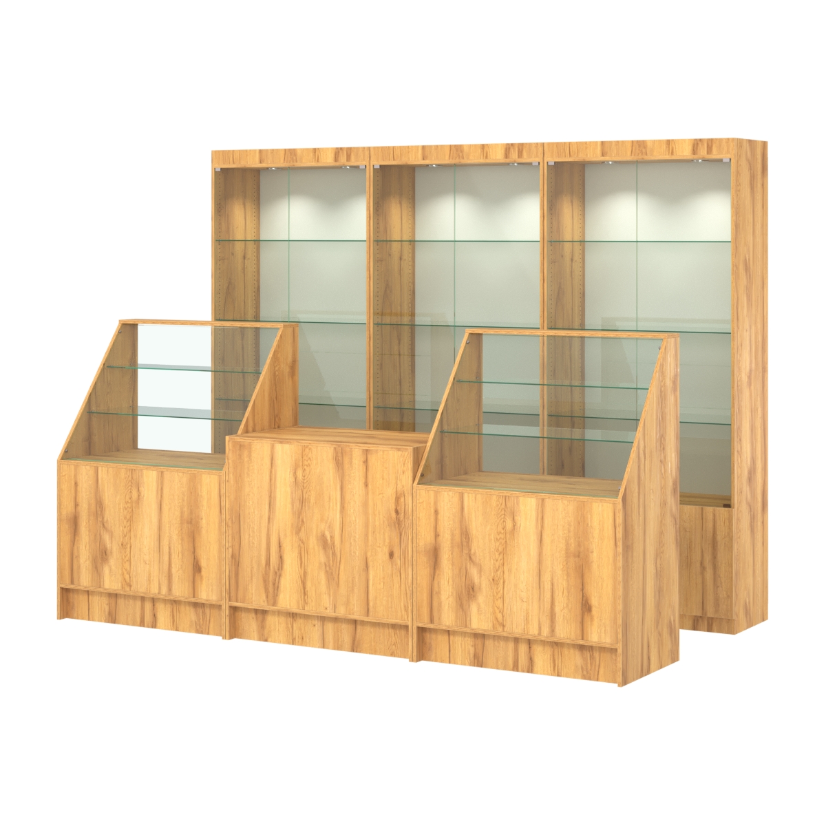 Комплект витрин ЭК-01 и прилавков ЭК-7 Дуб Золотистый