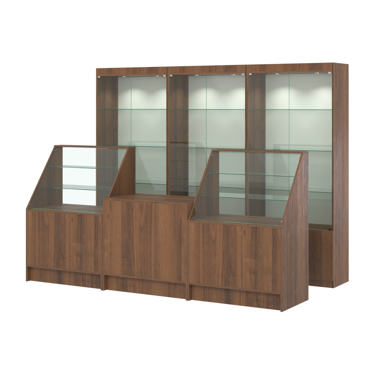 Комплект витрин ЭК-01 и прилавков ЭК-7 Орех