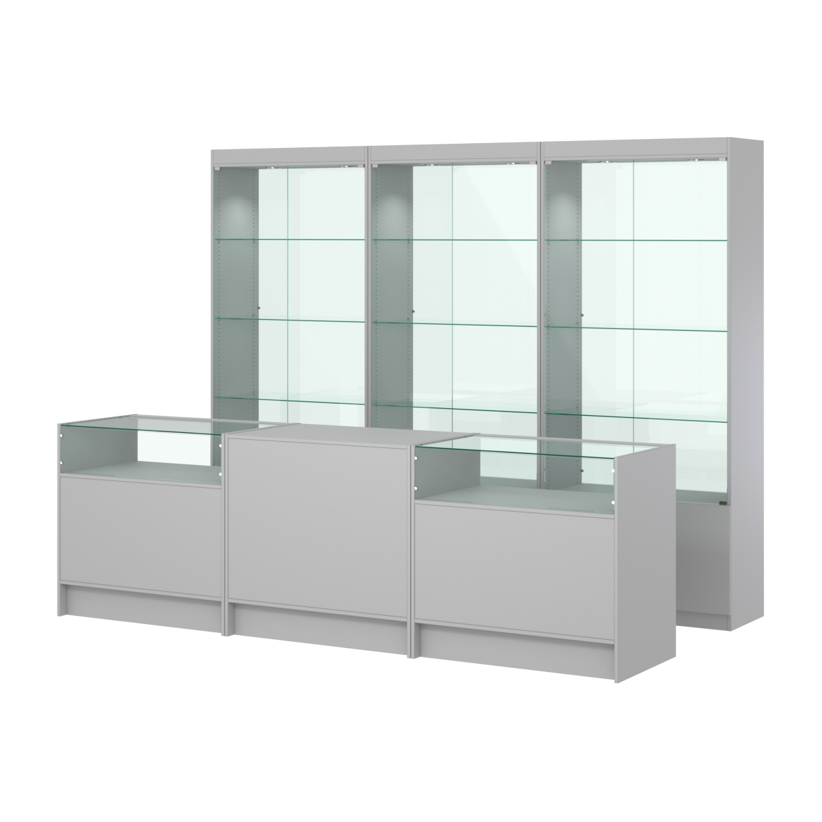 Комплект витрин ЭК-02 и прилавков ЭК-2 Серый