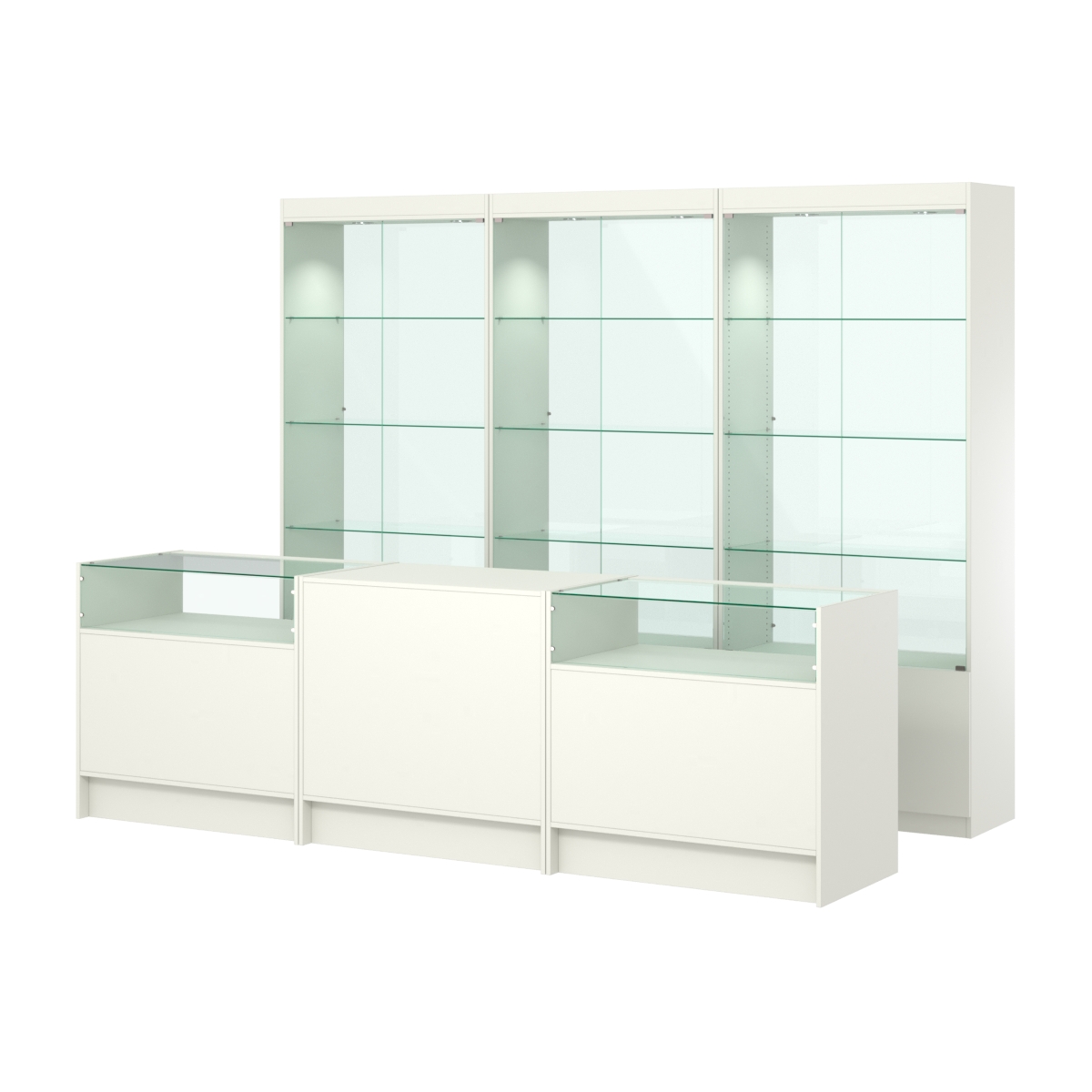 Комплект витрин ЭК-02 и прилавков ЭК-2 Белый