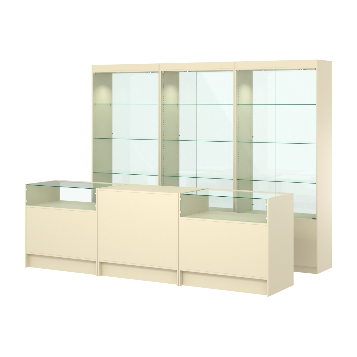 Комплект витрин ЭК-02 и прилавков ЭК-2 Крем Вайс