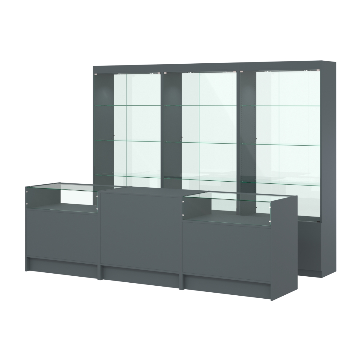 Комплект витрин ЭК-02 и прилавков ЭК-2 Темно-Серый
