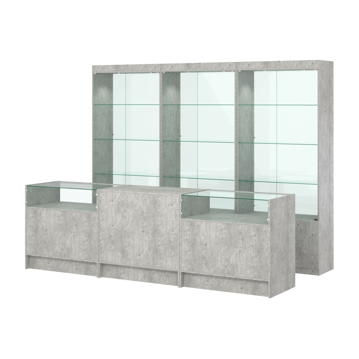 Комплект витрин ЭК-02 и прилавков ЭК-2 Метрополитан Грей