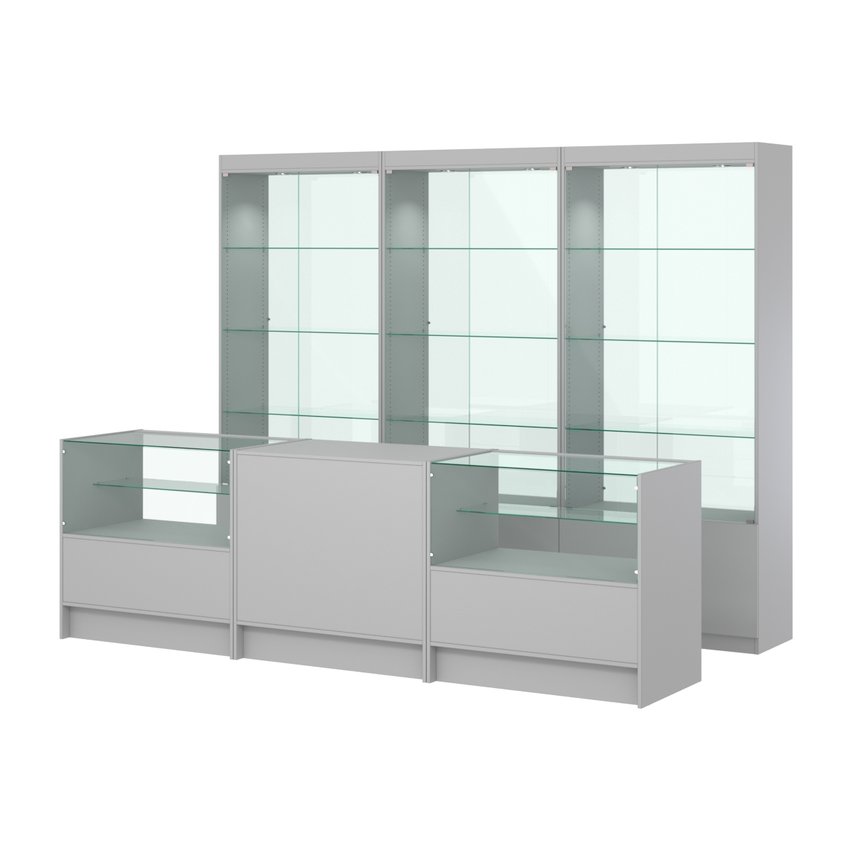 Комплект витрин ЭК-02 и прилавков ЭК-3 Серый