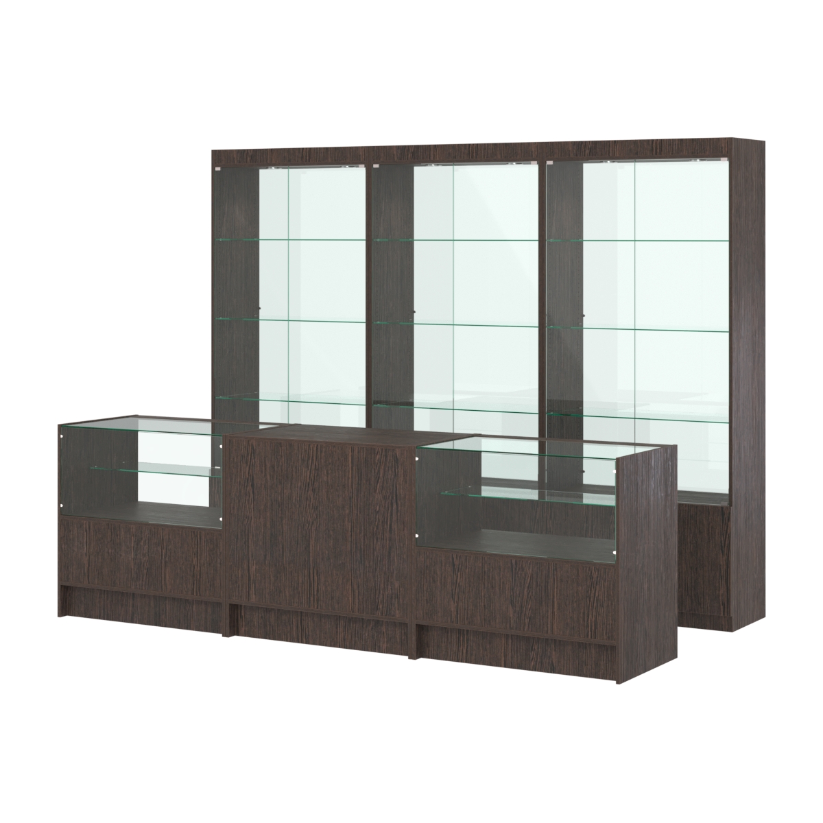 Комплект витрин ЭК-02 и прилавков ЭК-3 Дуб Венге