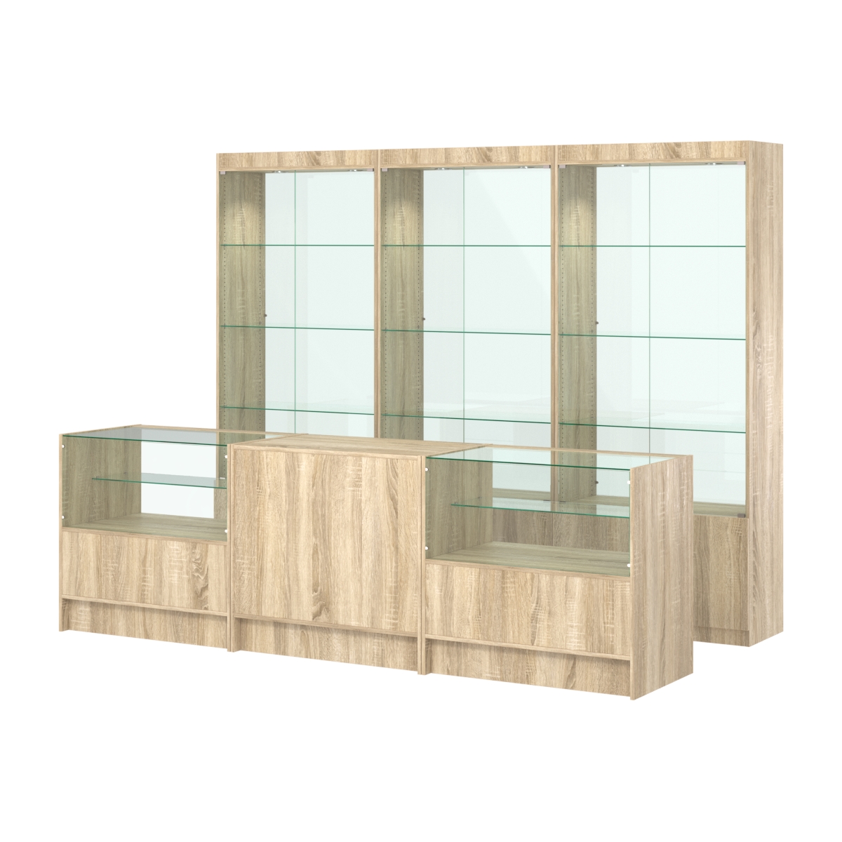 Комплект витрин ЭК-02 и прилавков ЭК-3 Дуб сонома