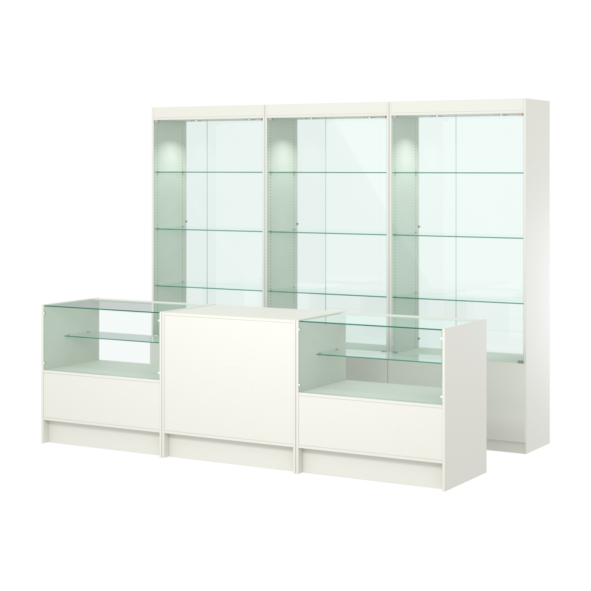 Комплект витрин ЭК-02 и прилавков ЭК-3 Белый