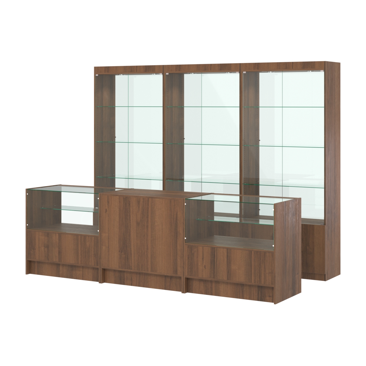 Комплект витрин ЭК-02 и прилавков ЭК-3 Орех