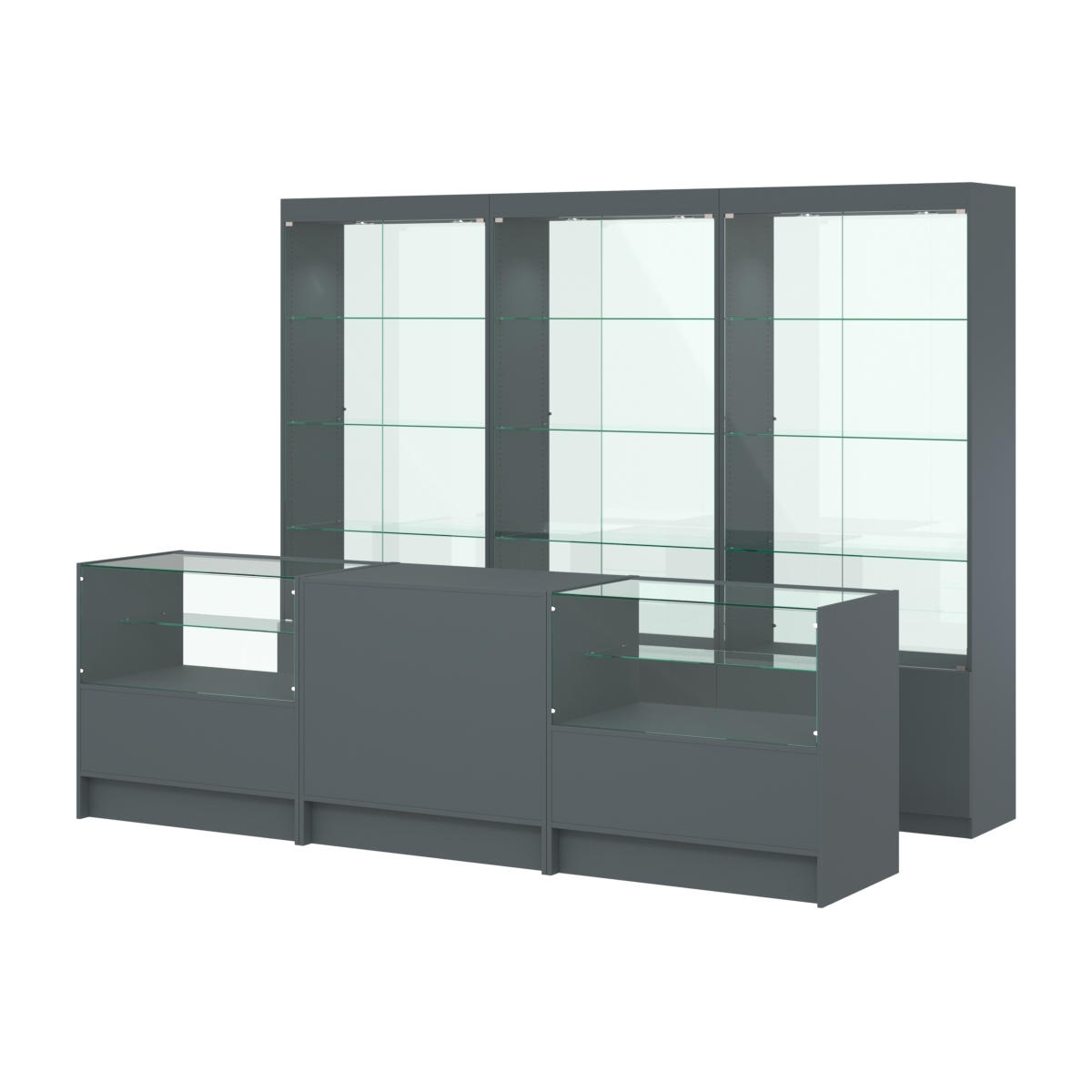 Комплект витрин ЭК-02 и прилавков ЭК-3 Темно-Серый