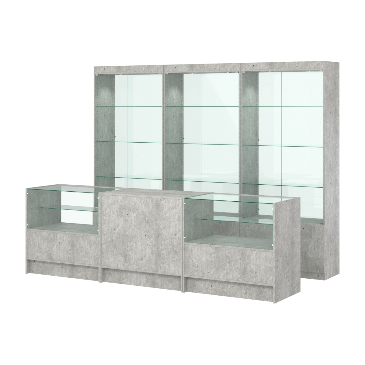 Комплект витрин ЭК-02 и прилавков ЭК-3 Метрополитан Грей