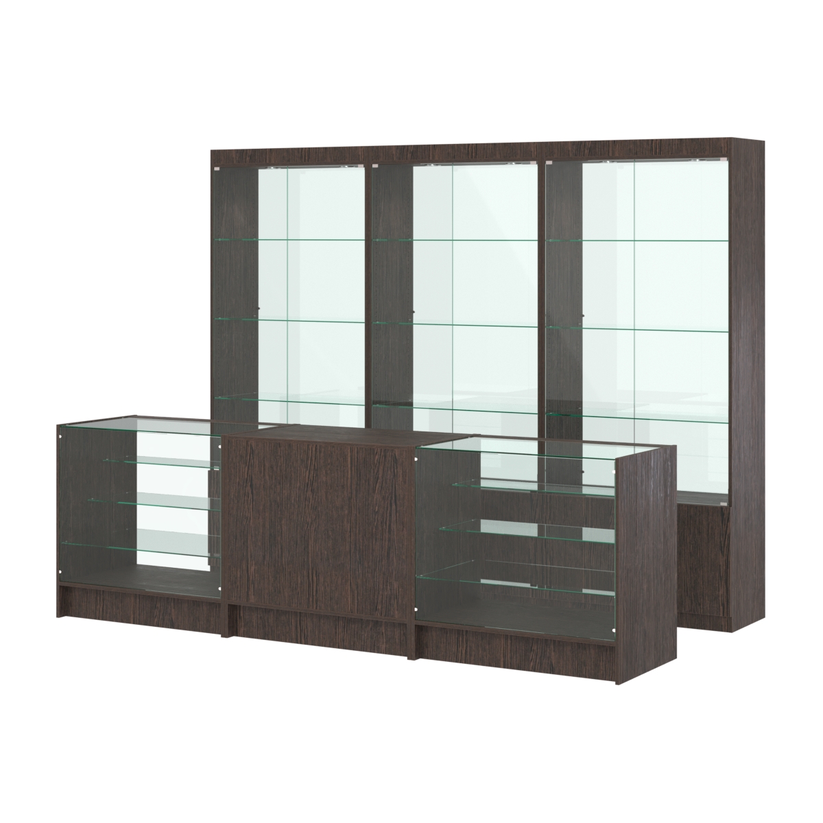 Комплект витрин ЭК-02 и прилавков ЭК-4 Дуб Венге