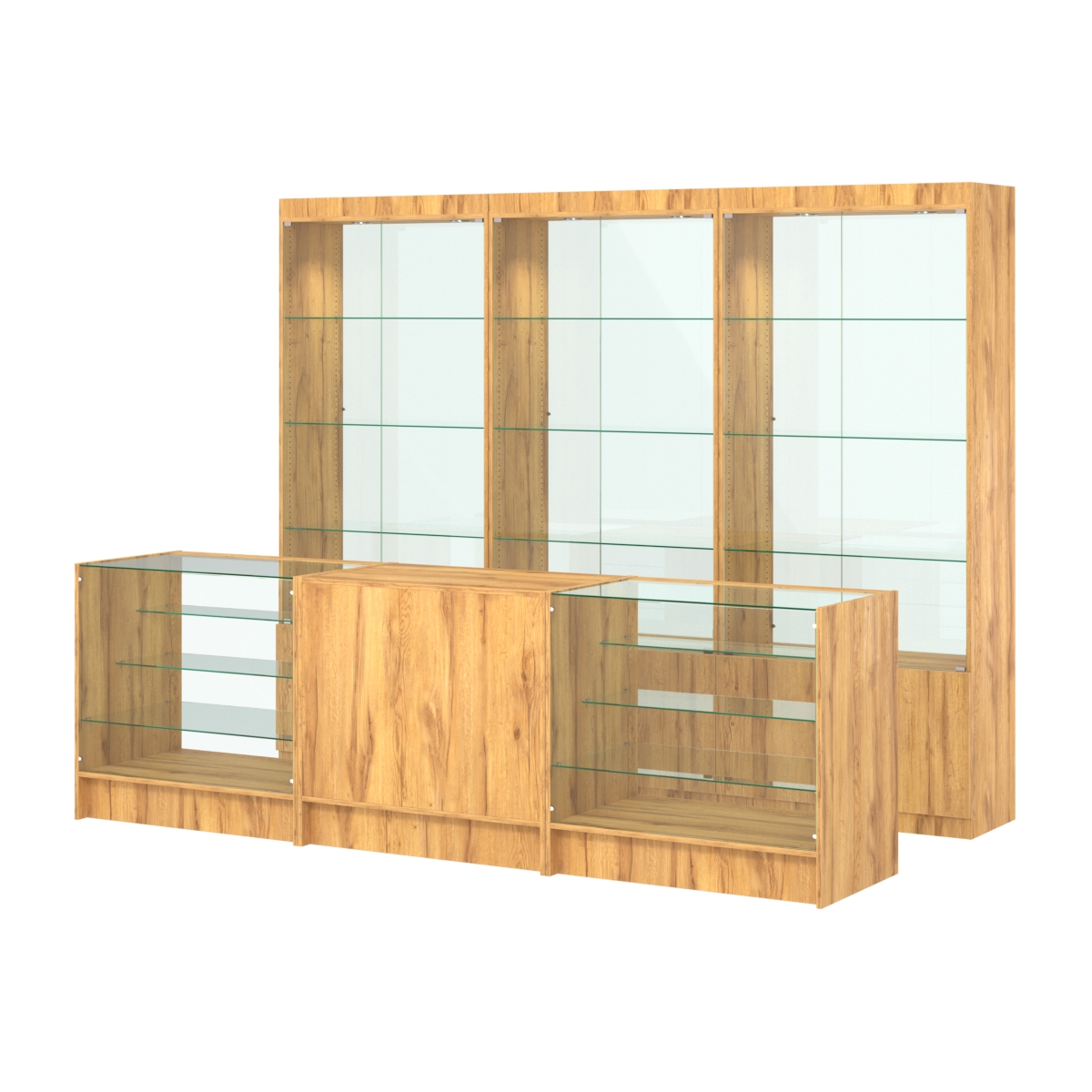 Комплект витрин ЭК-02 и прилавков ЭК-4 Дуб Золотистый