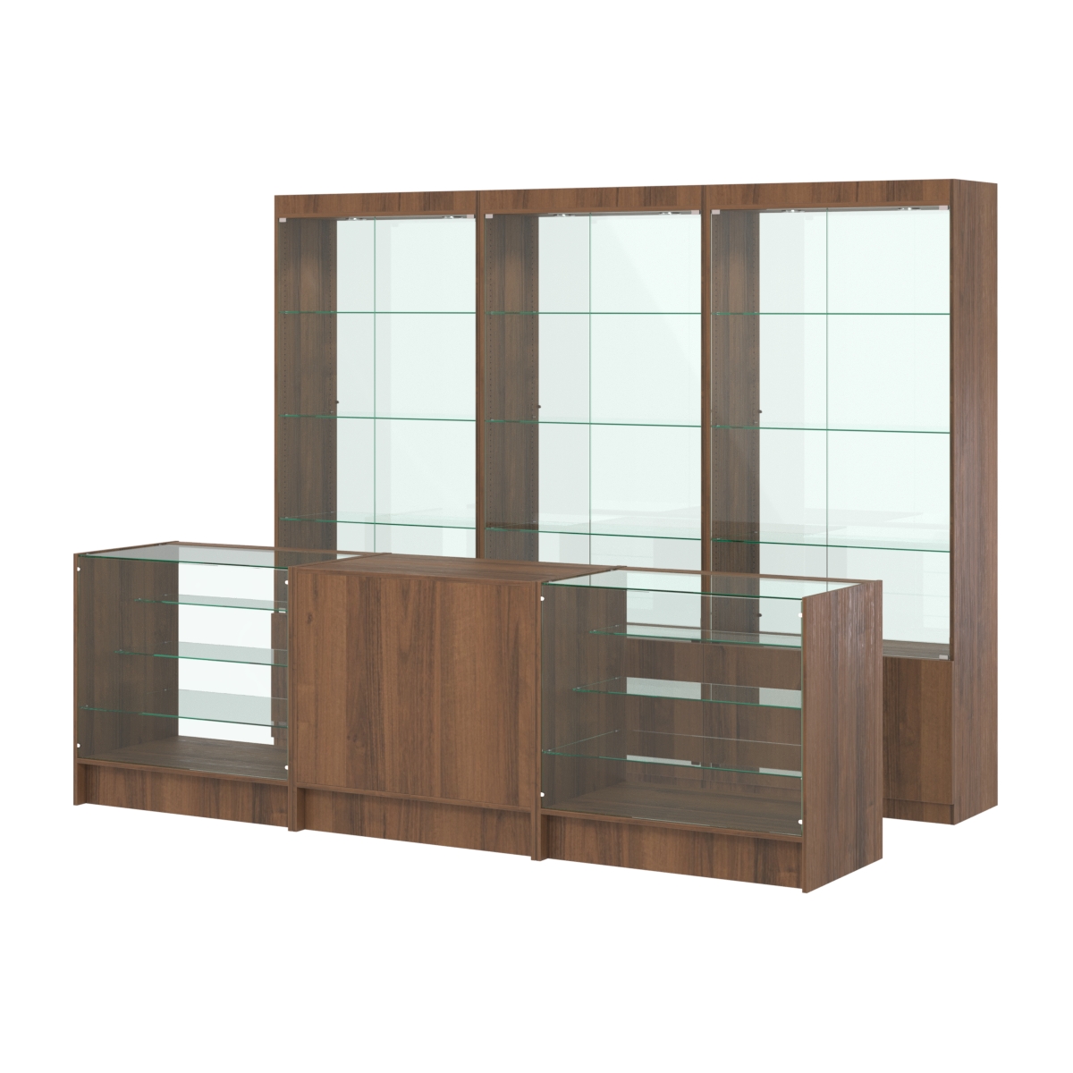 Комплект витрин ЭК-02 и прилавков ЭК-4 Орех