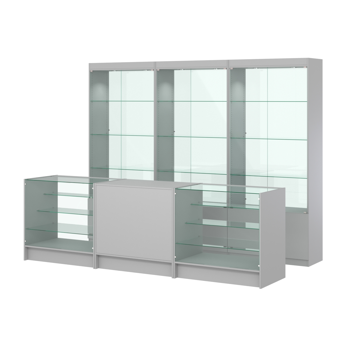 Комплект витрин ЭК-02 и прилавков ЭК-4 Серый