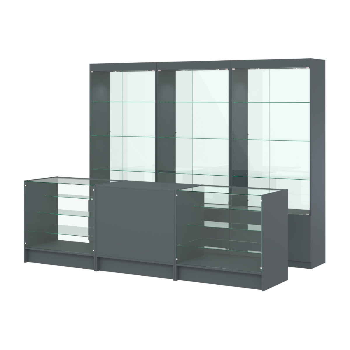 Комплект витрин ЭК-02 и прилавков ЭК-4 Темно-Серый