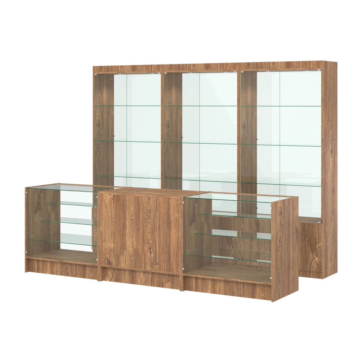 Комплект витрин ЭК-02 и прилавков ЭК-4 Дуб Канзас коричневый