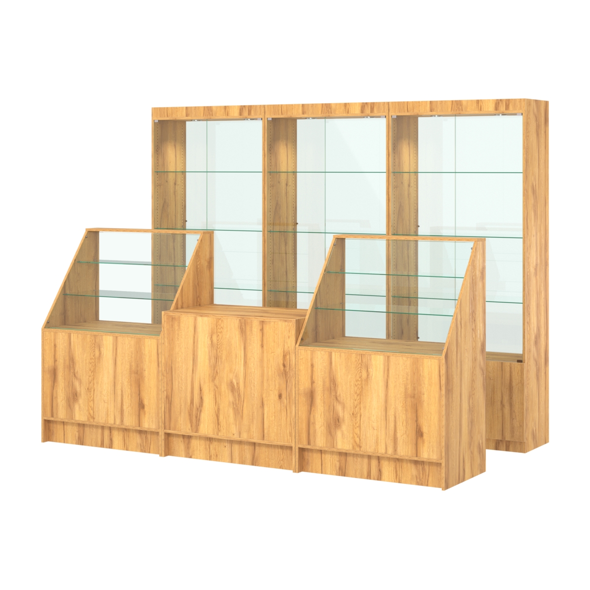 Комплект витрин ЭК-02 и прилавков ЭК-7 Дуб Золотистый