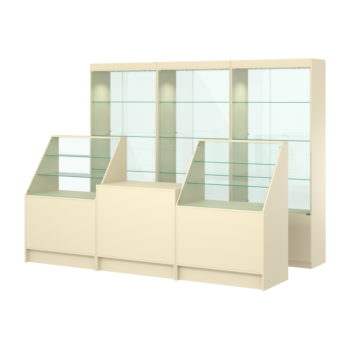 Комплект витрин ЭК-02 и прилавков ЭК-7 Крем Вайс