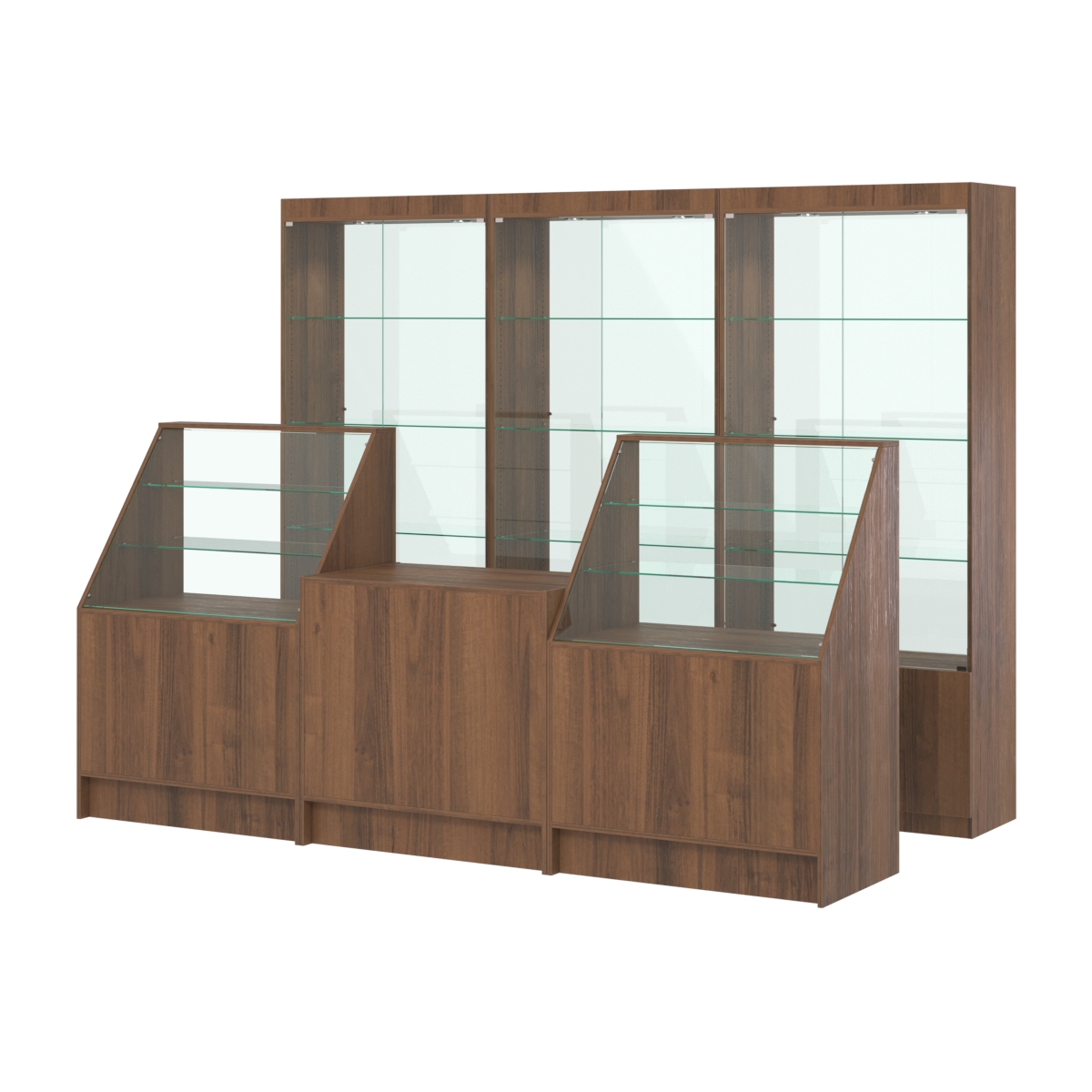 Комплект витрин ЭК-02 и прилавков ЭК-7 Орех