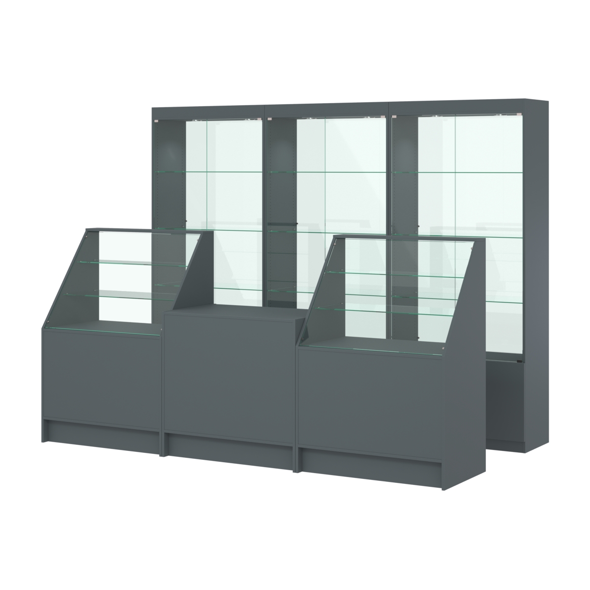 Комплект витрин ЭК-02 и прилавков ЭК-7 Темно-Серый